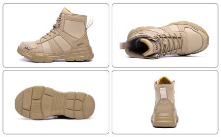 Labor Protection Shoes Anti-smash Anti-puncture Protective Shoes High Top (Option: Beige-45)